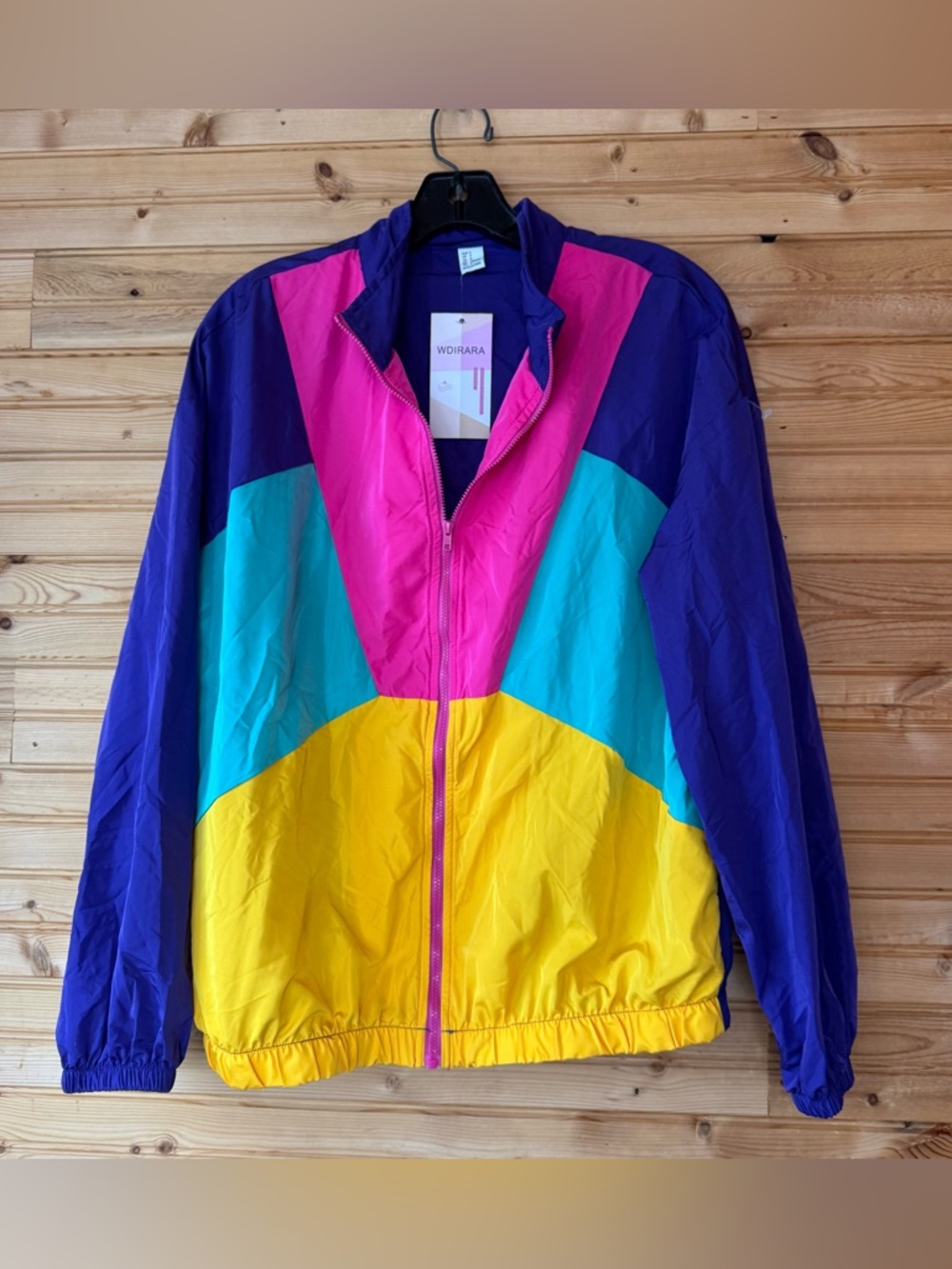 Colorblock Windbreaker 80s Retro Jacket Purple, Pink, Teal NWT Small Wdirara